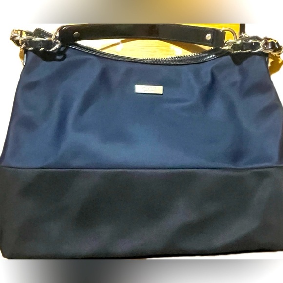 HP 🎉Kate Spade Blue Black Color Block Nylon Serena Top Handle Handbag Hobo Purse - Picture 2 of 16